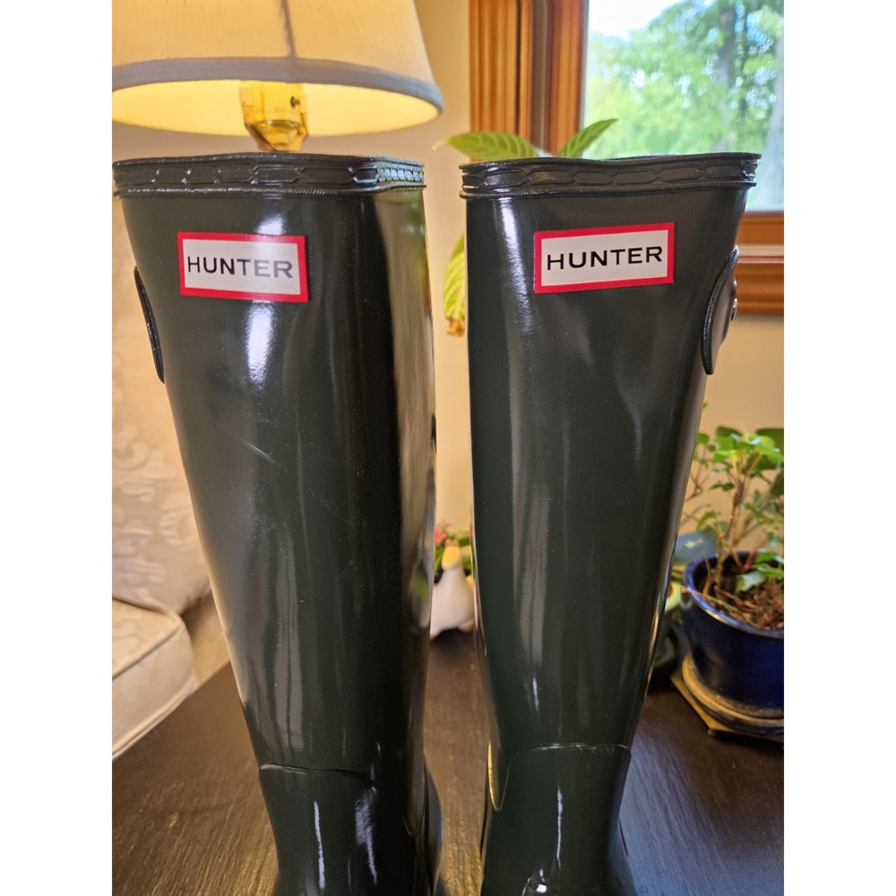 Hunter Orig Wms Tall Rain Boots Olive Green Gloss Rubber WP Wellies 11 NEW! $190